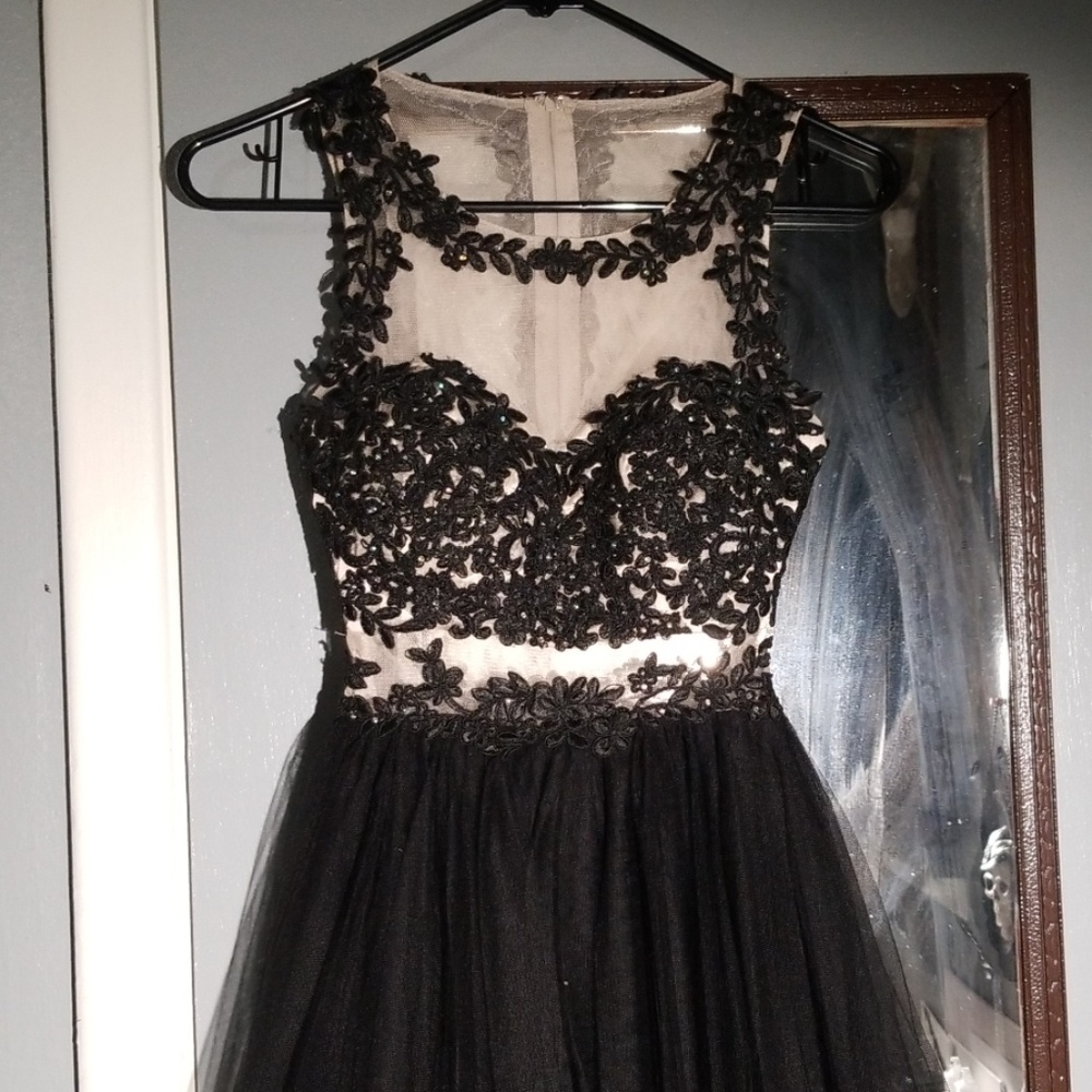Black Floral Lace and Sequence Gown